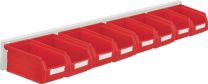 RASTERPLAN Sichtlagerkastenset H100xB920xT180mm Stahlblech/Polyethylen Ku.rot 8xGr.7