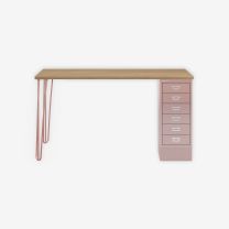 BISLEY MultiDesk BxTxH 1400x600x740 mm, natürliche Eiche/pastellpink, MD146H018620